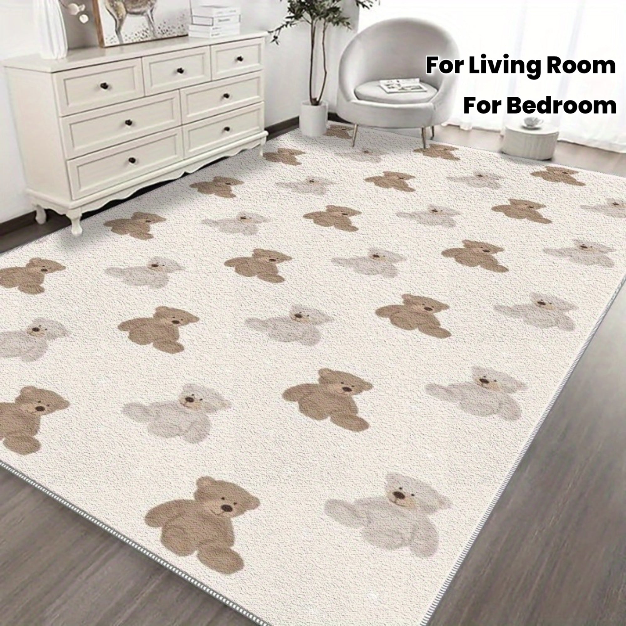 1pc Teddy Bear Mat\u002F Lightweight Washable\u002F Summer Autumn Floor Mat\u002F Bedroom, Living Room, Dining Room, Office, Balcony, Room Accessories