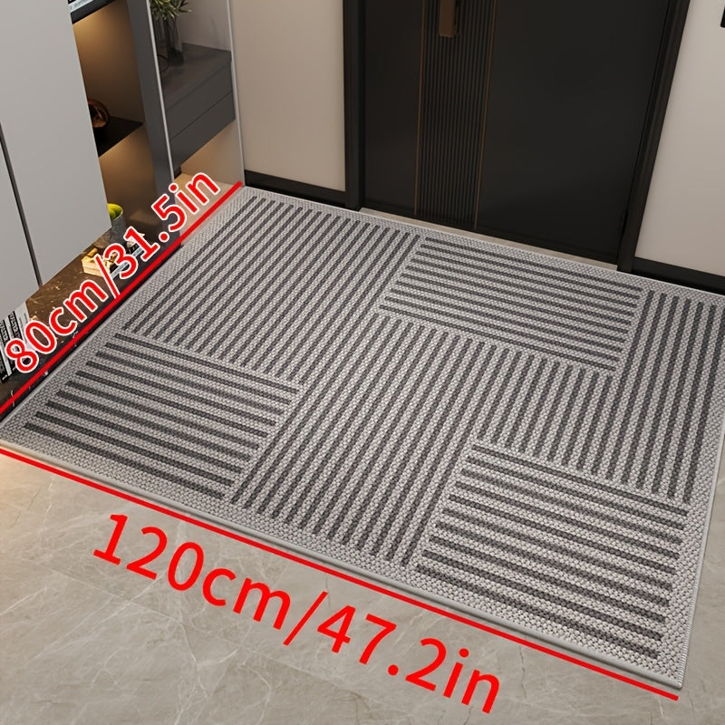 1 piece of high-end simple solid color line floor mat for Christmas decoration, water absorbing and anti slip door mat, Soft and comfortable welcome mat, suitable for doorways, entrances, kitchens, laundry rooms, easy to clean and maintain