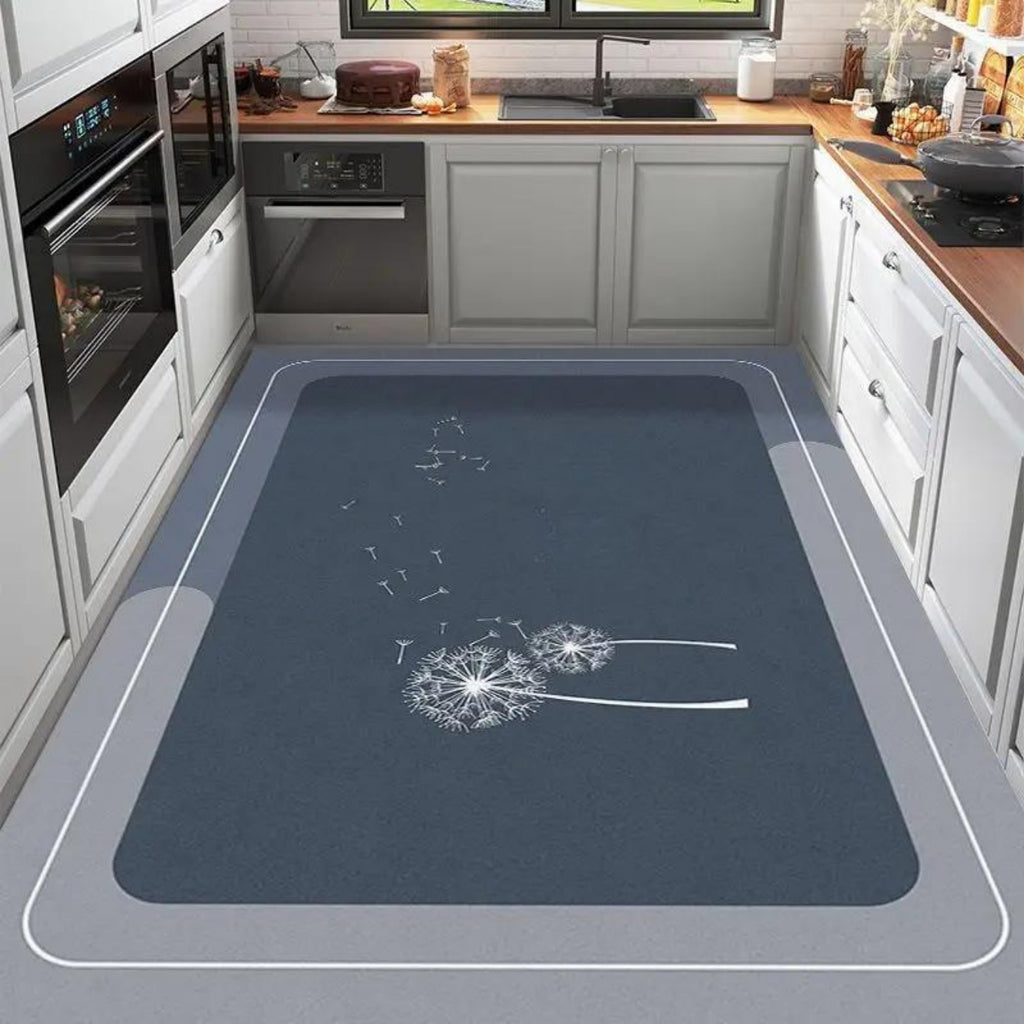 Kitchen floor mat fully covered with anti slip home diatomaceous earth carpet can be wiped absorbent oil absorbing dirt resistant soft cushion, bathroom mat