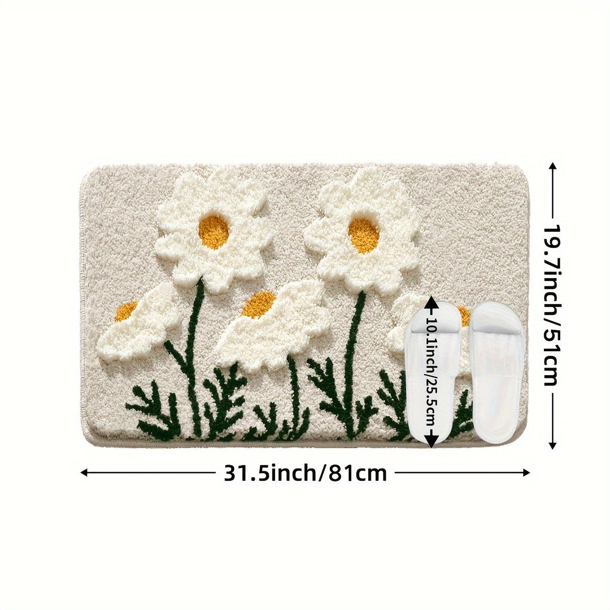 1pc of Plush Bathroom Mat with a Floral Pattern, Featuring a High-Low Pile for a Three-Dimensional Feel. This Fluffy, Soft, Non-Slip, And Absorbent Mat Is Perfect for Home Use in Bathrooms, Toilets, And As Autumn Decor.