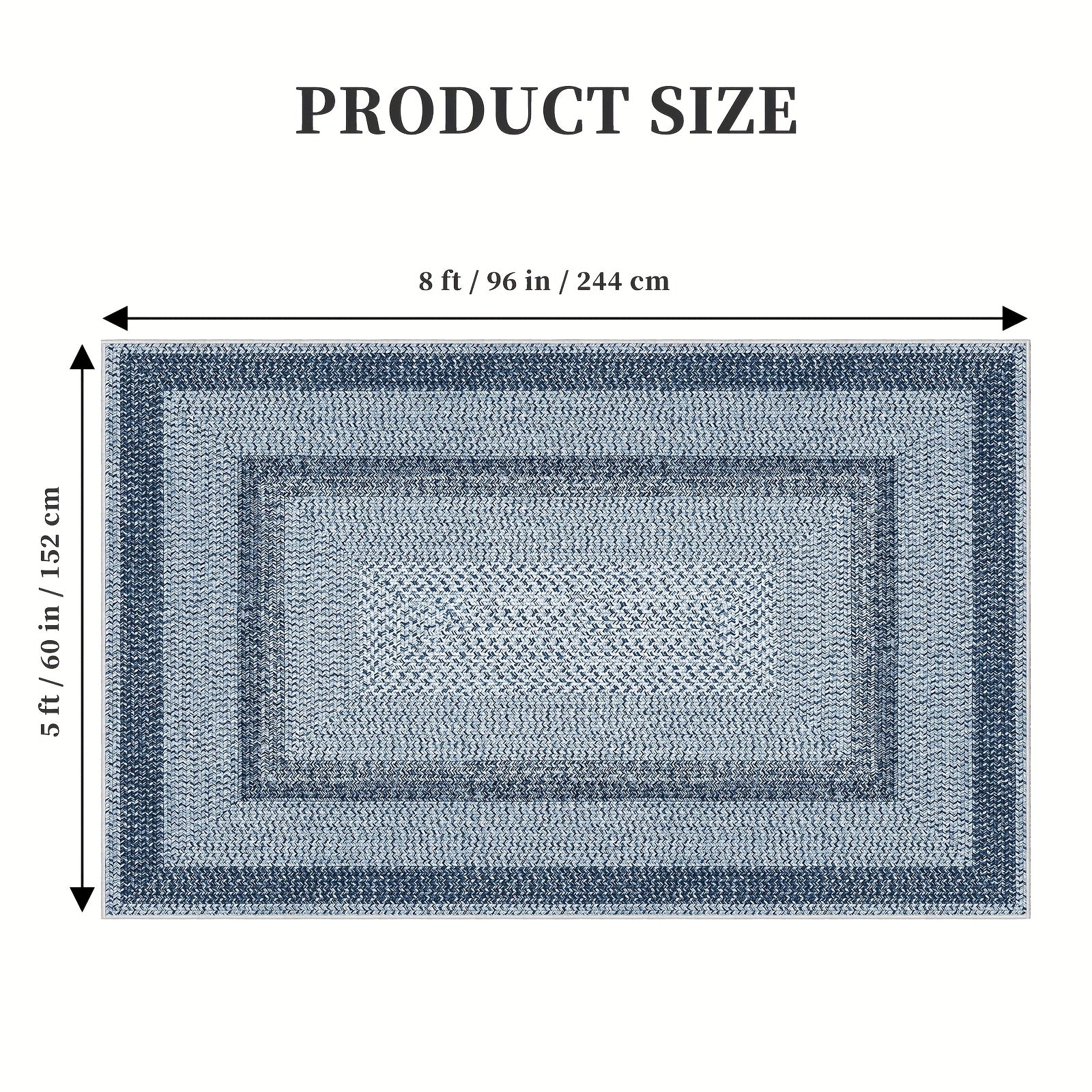 1pc Modern Washable Blue Geometric Large Area Mat, Affordable Rugs, Polyester Non-Slip Non-Shedding Mat, Soft Foldable Floor Mat with Multiple Size Options, Perfect for Living Room, Bedroom, Dining Room, Office & Indoor Home Decor
