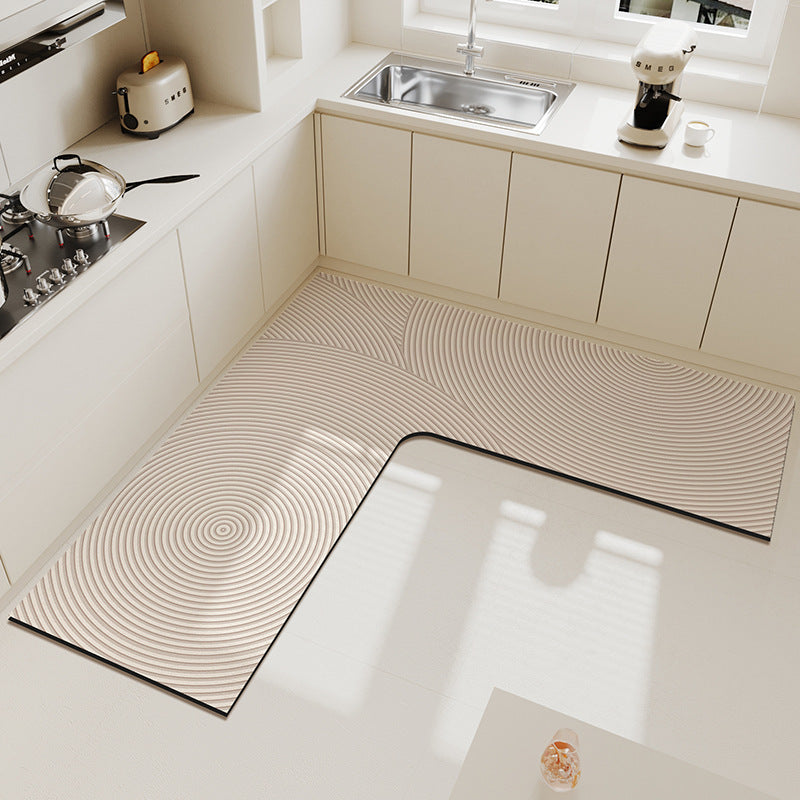 1pc L-Shaped Non-Slip Mat for Bathroom And Kitchen, Highly Absorbent Kitchen Mat, Rounded Corner Design, Available in Green\u002FBlue\u002FBlack-Gray, Washable And Easy to Clean Shower Mat, Suitable for Bathtubs, Sinks, And Stove Areas