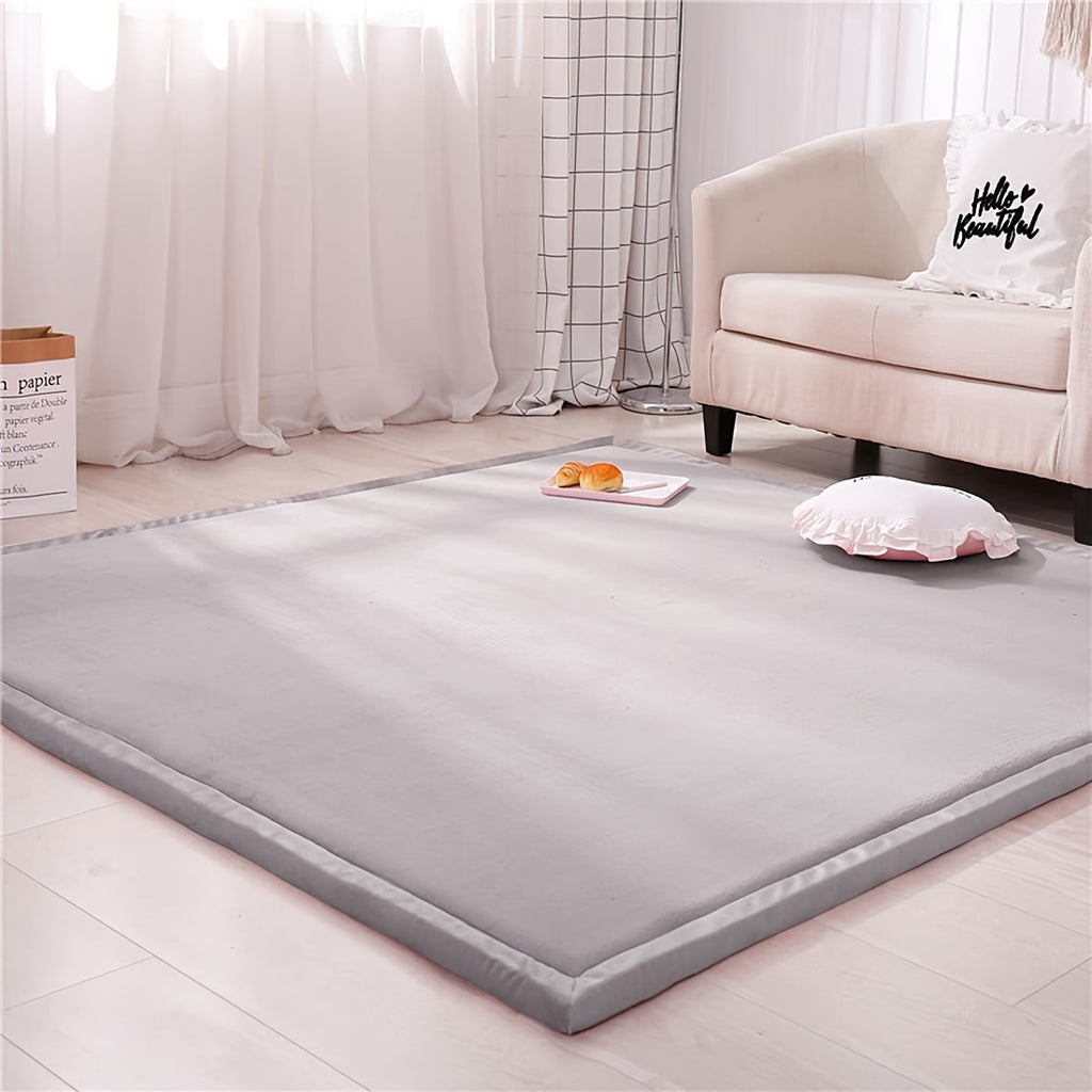 One Piece of Japanese Tatami Rug, Coral Velvet Area Rug, Baby Play Mat for The Floor, 1.18 inch Thick Crawling Rug, Padded Foam Rug Suitable for Playroom, Playpen, Nursery, Living Room, And Yoga