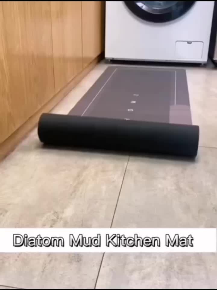 Kitchen floor mat fully covered with anti slip home diatomaceous earth carpet can be wiped absorbent oil absorbing dirt resistant soft cushion, bathroom mat