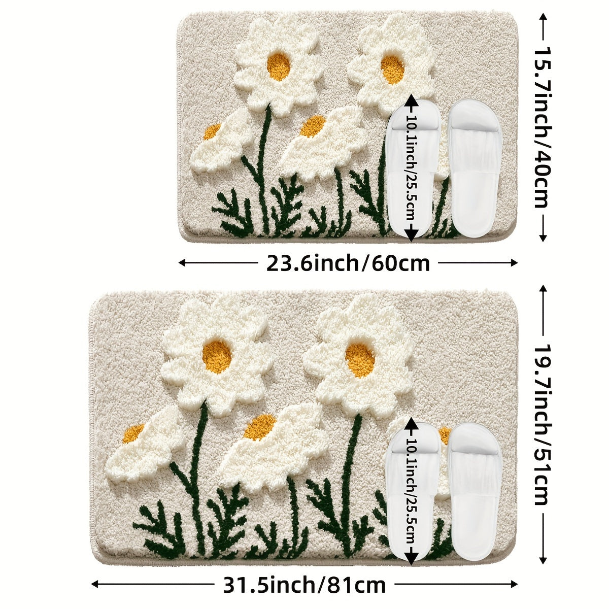 1pc of Plush Bathroom Mat with a Floral Pattern, Featuring a High-Low Pile for a Three-Dimensional Feel. This Fluffy, Soft, Non-Slip, And Absorbent Mat Is Perfect for Home Use in Bathrooms, Toilets, And As Autumn Decor.