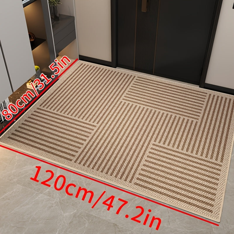 1 piece of high-end simple solid color line floor mat for Christmas decoration, water absorbing and anti slip door mat, Soft and comfortable welcome mat, suitable for doorways, entrances, kitchens, laundry rooms, easy to clean and maintain