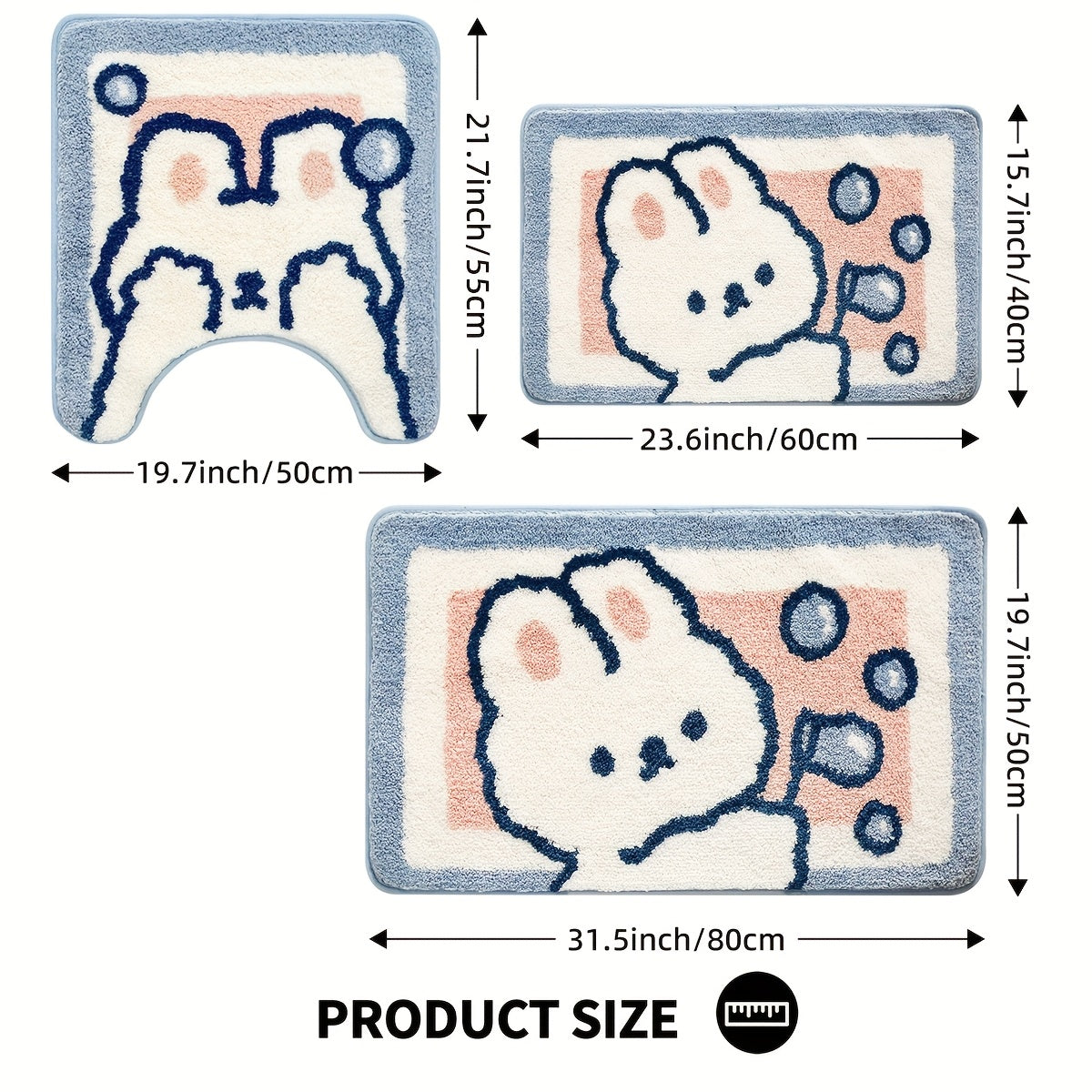 Cute Rabbit Bath Mat Dajiang 1pc Plush Bathroom Mat - Cute Cartoon Rabbit Design, Thick Non-Slip Absorbent Bath Mat for Home Decor, Machine Washable Polyester, Ideal for Spring & Fall, Perfect Christmas Gift, Bathroom Mat Set, Bathroom Accessory
