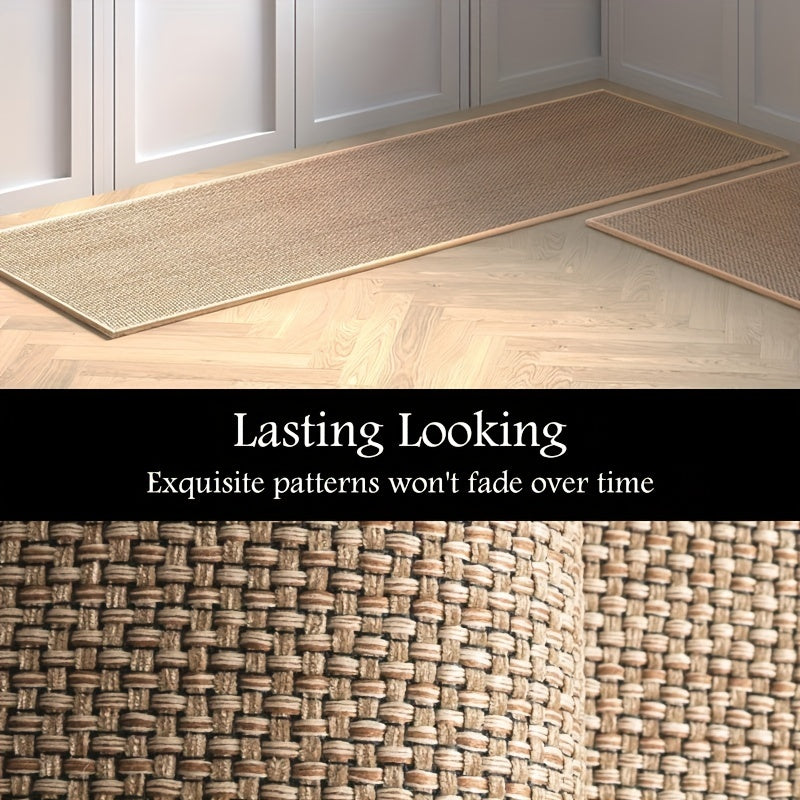 2pcs\u002Fset Super Absorbent Woven Kitchen Rugs And Mats, 100% Rubber Backing Non Slip Washable Kitchen Mat For Floor, Woven Kitchen Runner Rug Kitchen Rug Set Of 2 For Kitchen, Front Of Sink, Laundry Room, Hallway