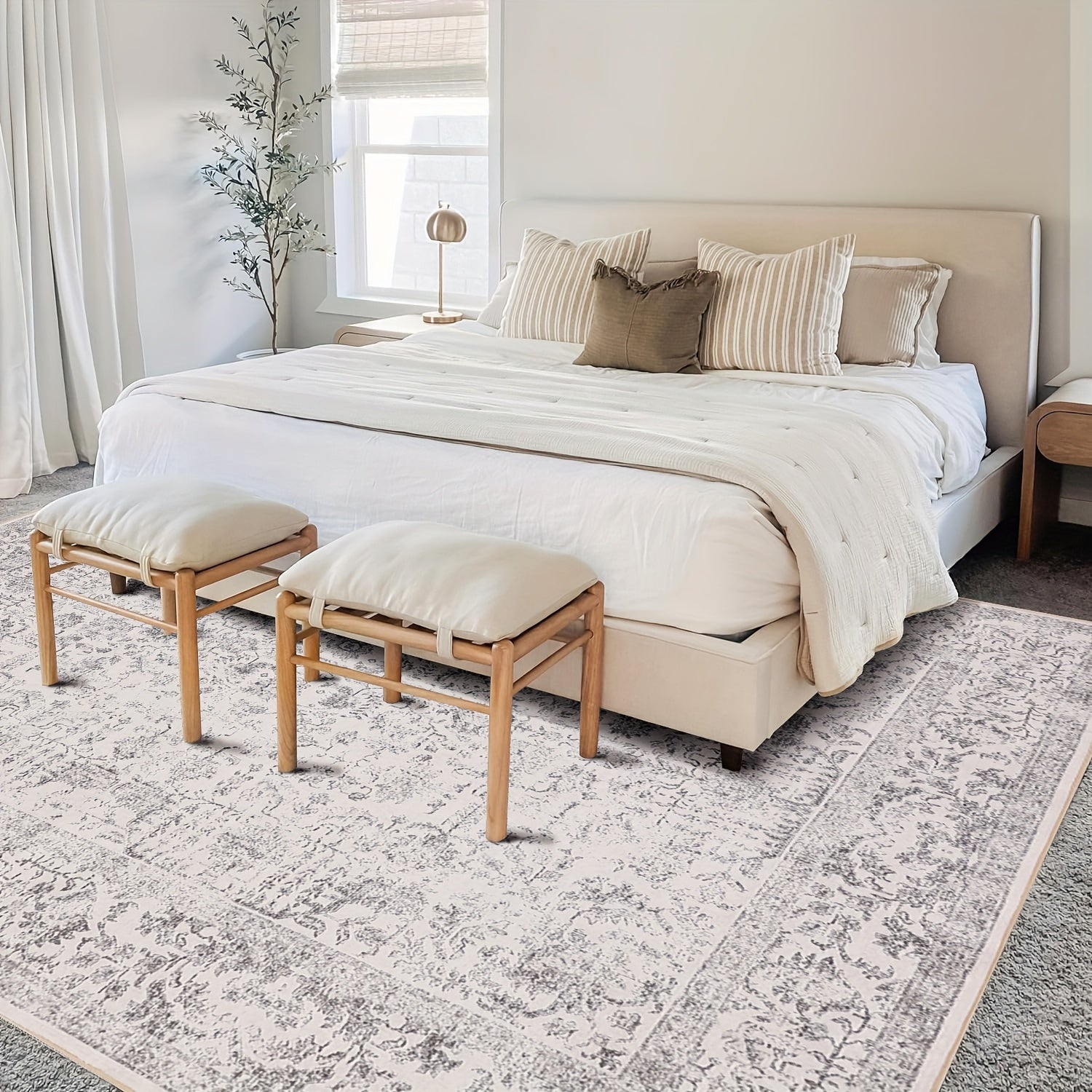 LANPULUX Thickened Anti-Slip Faux Wool Mat - Paisley Pattern, Machine Washable, Rubber Backing, Multi-Size Options for Living Room, Bedroom, Hallway - Elegant Home Decor, Bedroom Mat | Paisley Pattern Mat | Durable Mat, Rugs for Living Room