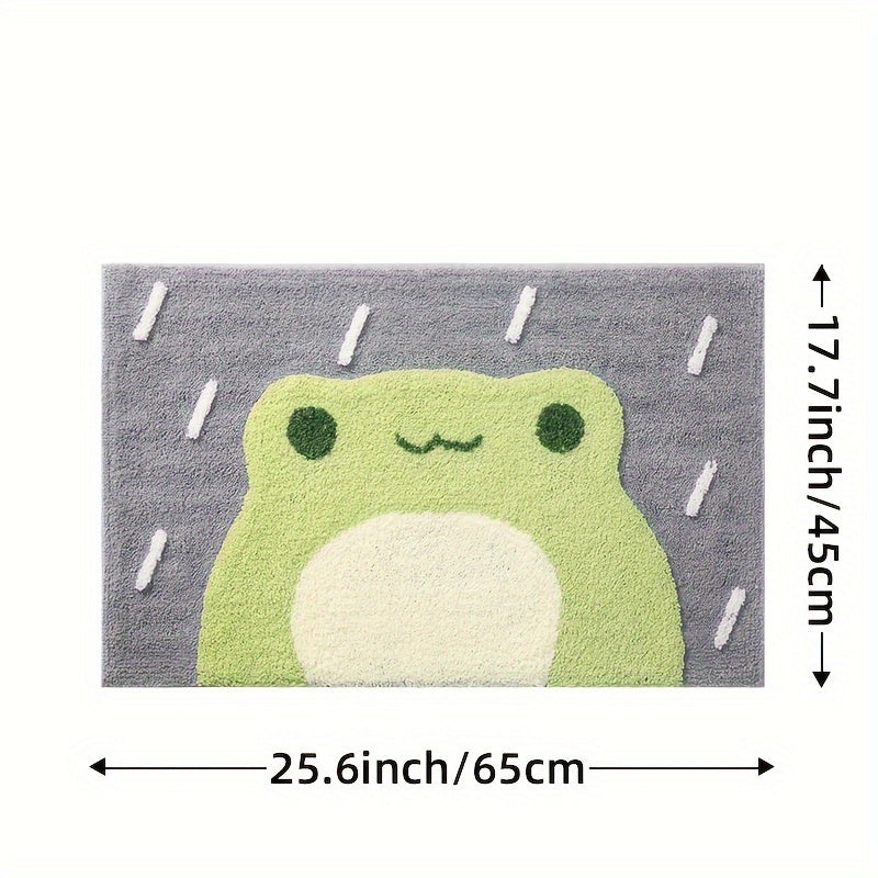1pc DAJIANG Non-Slip Bath Rug Mat with Cute Frog - Soft Absorbent Thick Bath Mat Suitable for Bathroom Floor, Shower, Bathtub - Machine Washable Christmas Gift ()