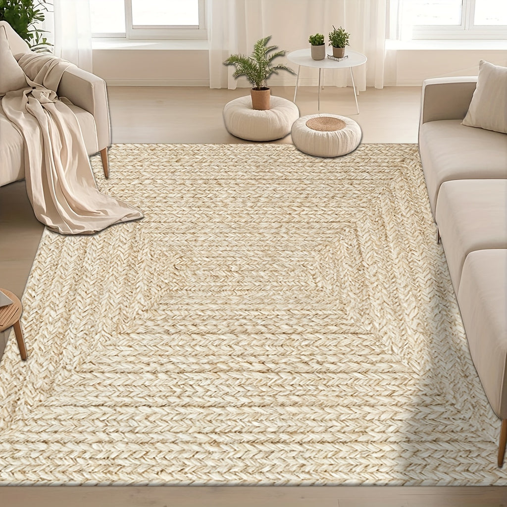 Modern & Geometric Print Area Mat - Soft Polyester Mat with Non-Slip Rubber Backing, Machine Washable Large Rectangular Floor Mat for Living Room, Bedroom, Hallway, Cafe - Brown Decor, Durable Mat for Home & Commercial Spaces