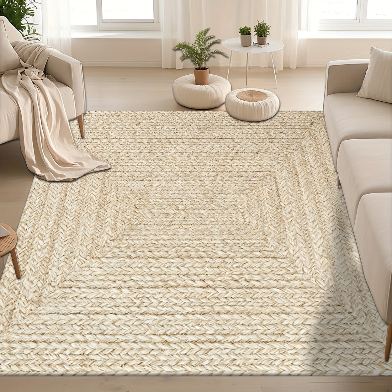 Modern & Geometric Print Area Mat - Soft Polyester Mat with Non-Slip Rubber Backing, Machine Washable Large Rectangular Floor Mat for Living Room, Bedroom, Hallway, Cafe - Brown Decor, Durable Mat for Home & Commercial Spaces