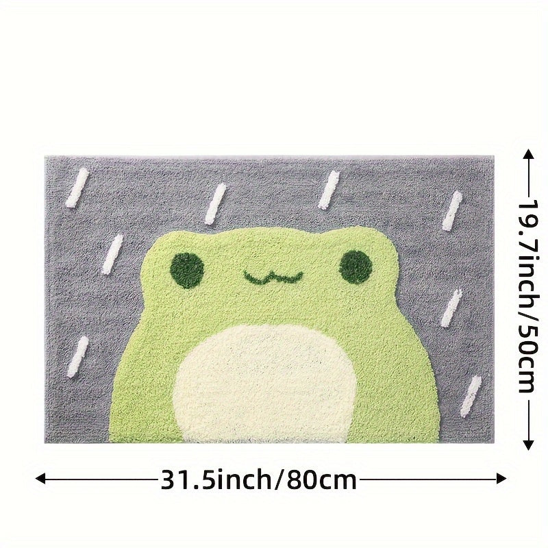 1pc DAJIANG Non-Slip Bath Rug Mat with Cute Frog - Soft Absorbent Thick Bath Mat Suitable for Bathroom Floor, Shower, Bathtub - Machine Washable Christmas Gift ()