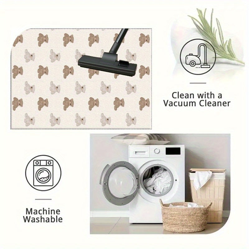 1pc Teddy Bear Mat\u002F Lightweight Washable\u002F Summer Autumn Floor Mat\u002F Bedroom, Living Room, Dining Room, Office, Balcony, Room Accessories