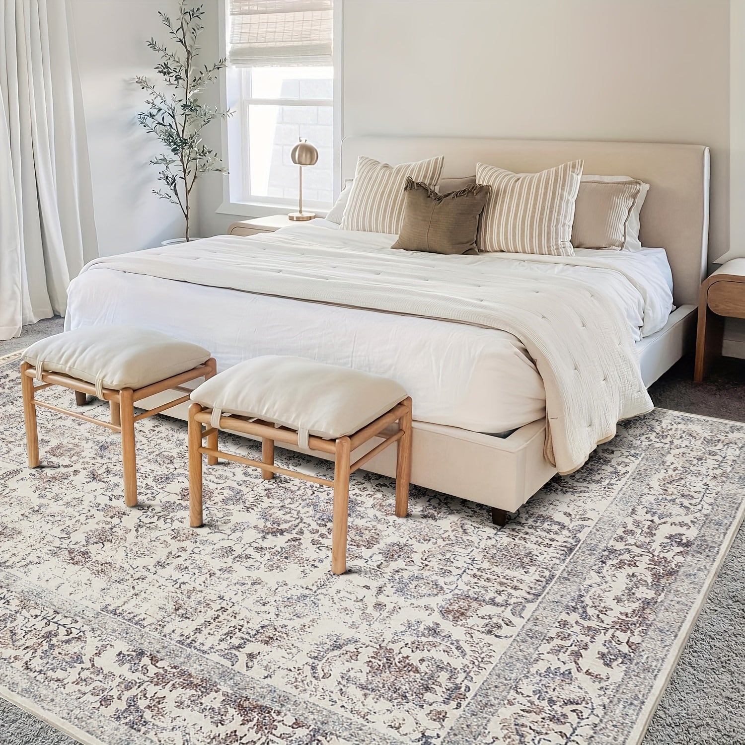 LANPULUX Thickened Anti-Slip Faux Wool Mat - Paisley Pattern, Machine Washable, Rubber Backing, Multi-Size Options for Living Room, Bedroom, Hallway - Elegant Home Decor, Bedroom Mat | Paisley Pattern Mat | Durable Mat, Rugs for Living Room