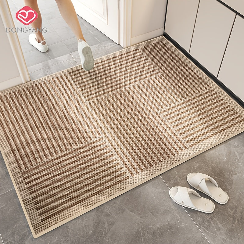 1 piece of high-end simple solid color line floor mat for Christmas decoration, water absorbing and anti slip door mat, Soft and comfortable welcome mat, suitable for doorways, entrances, kitchens, laundry rooms, easy to clean and maintain