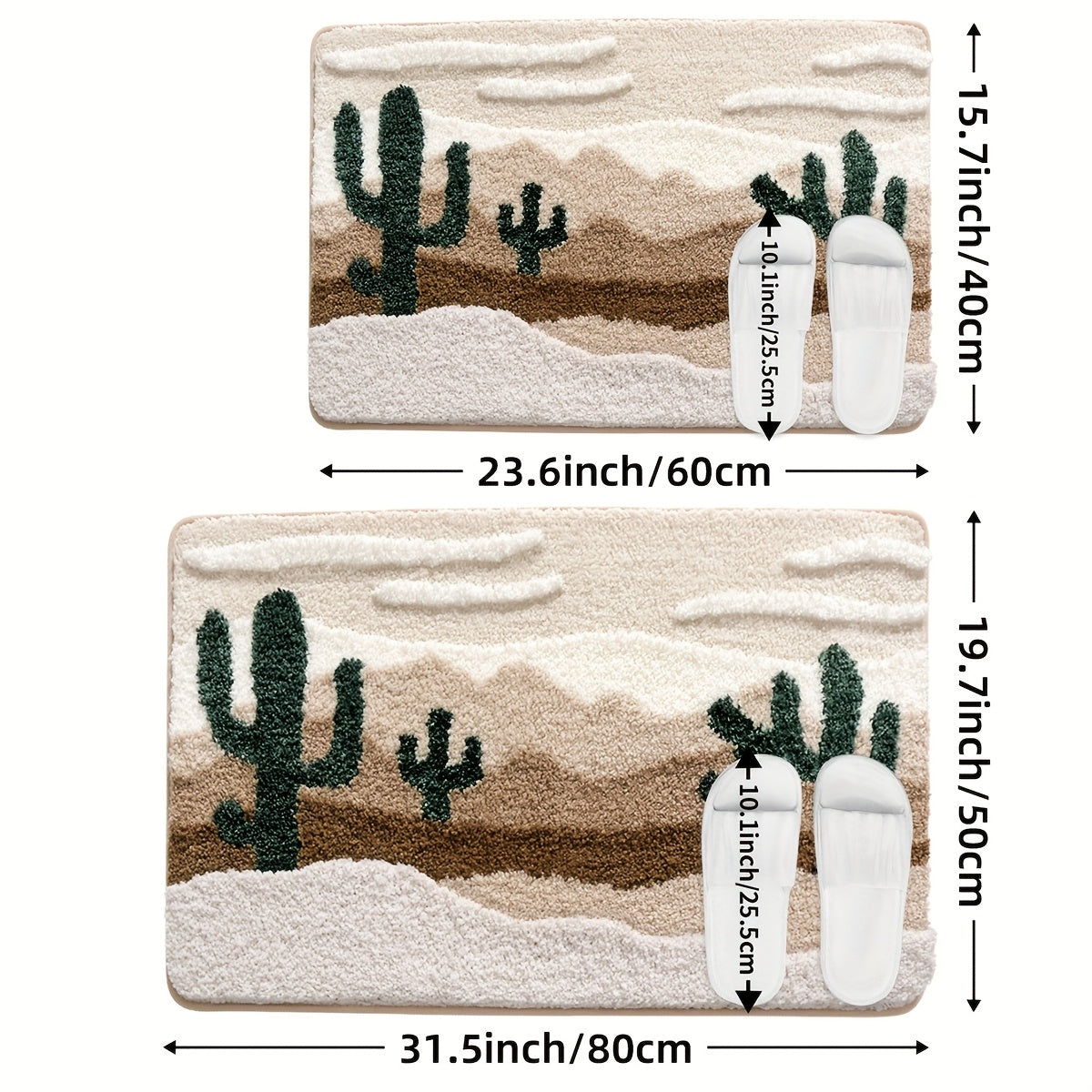 1pc DAJIANG Bath Mat Suitable for Bathroom Floor - Soft Absorbent Non-Slip Shower Rug with Desert Pattern, Thick Cushioned TPR Backing, Machine Washable Bath for Bathtub, Shower, Toilet, Ideal for & (Ideal for small spaces)