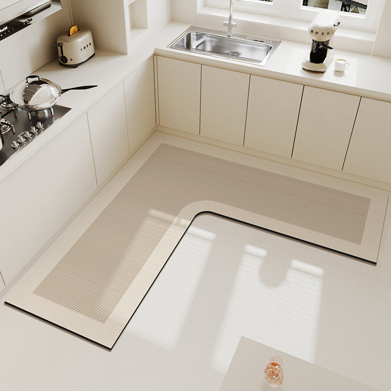 1pc L-Shaped Non-Slip Mat for Bathroom And Kitchen, Highly Absorbent Kitchen Mat, Rounded Corner Design, Available in Green\u002FBlue\u002FBlack-Gray, Washable And Easy to Clean Shower Mat, Suitable for Bathtubs, Sinks, And Stove Areas