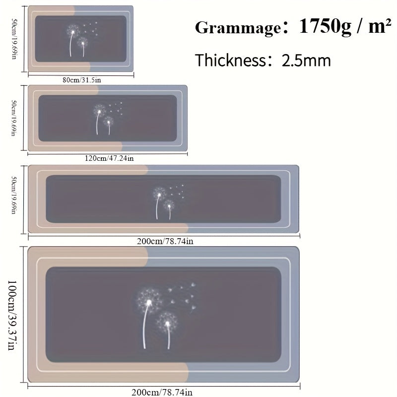 Kitchen floor mat fully covered with anti slip home diatomaceous earth carpet can be wiped absorbent oil absorbing dirt resistant soft cushion, bathroom mat