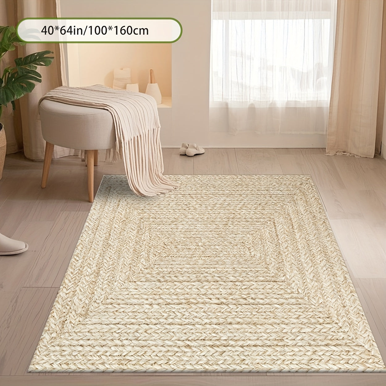 Modern & Geometric Print Area Mat - Soft Polyester Mat with Non-Slip Rubber Backing, Machine Washable Large Rectangular Floor Mat for Living Room, Bedroom, Hallway, Cafe - Brown Decor, Durable Mat for Home & Commercial Spaces