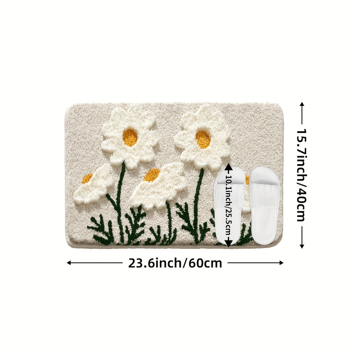 1pc of Plush Bathroom Mat with a Floral Pattern, Featuring a High-Low Pile for a Three-Dimensional Feel. This Fluffy, Soft, Non-Slip, And Absorbent Mat Is Perfect for Home Use in Bathrooms, Toilets, And As Autumn Decor.