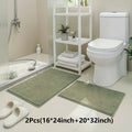 2pcs(16*24 Inch+20*32 Inch)Chenille Bath Mat Non-Slip Soft Absorbent Shower Rug Suitable for Bathtub, Toilet, Shower, Entryway - Machine Washable Floor Mat, Thick Cushioning, Quiet Step, Fits Small Bathrooms