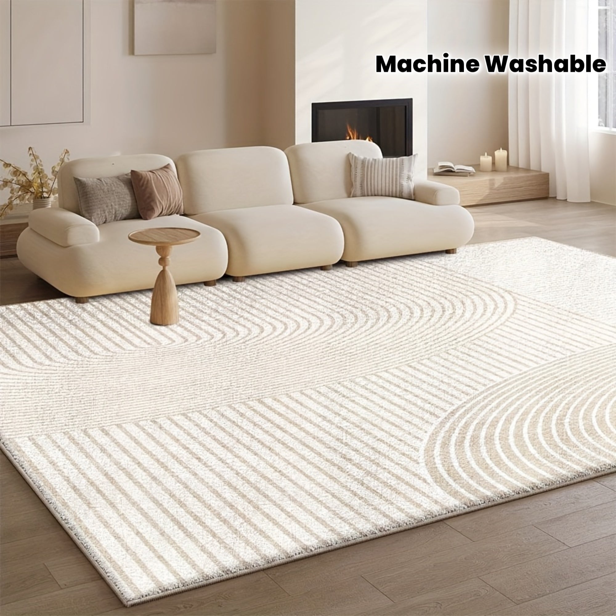 Fluffy 850g\u002Fm² Machine Washable Design Area Mat, Soft Multi-Size Options for Indoor Flooring - Warm and Cozy Living Spaces with Vintage Home Decor, Perfect for Living Room or Dining Room