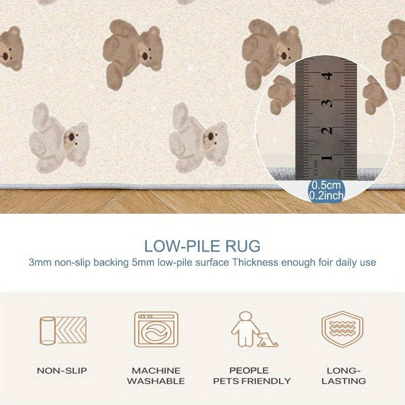1pc Teddy Bear Mat\u002F Lightweight Washable\u002F Summer Autumn Floor Mat\u002F Bedroom, Living Room, Dining Room, Office, Balcony, Room Accessories